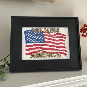 God Bless America Cross Stitch Framed Art Handmade